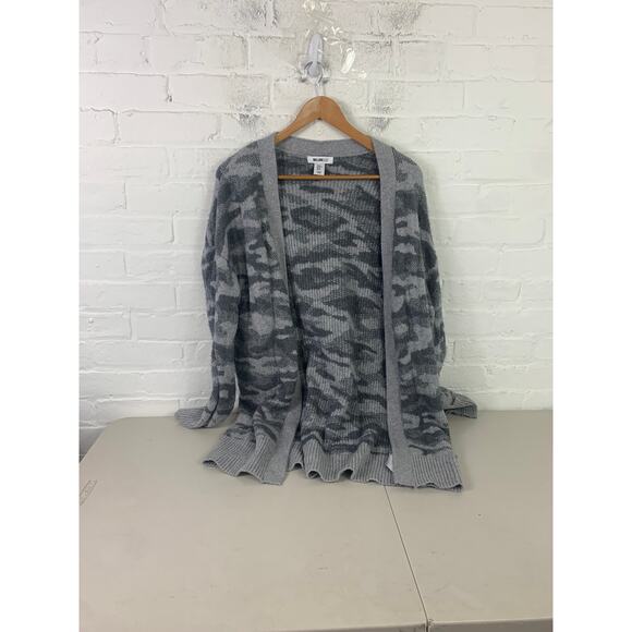 William Rast Women's Camouflage Open Front Cardigan Sweater Gray Size M - Picture 1 of 5